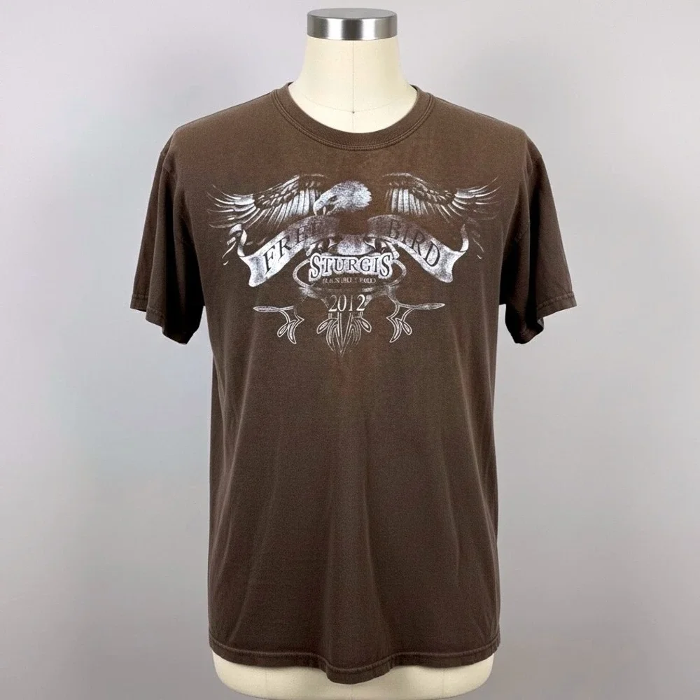 Sturgis Black Hills Rally 2012 Eagle T Shirt Large Heavy Cotton Brown Faded Worn